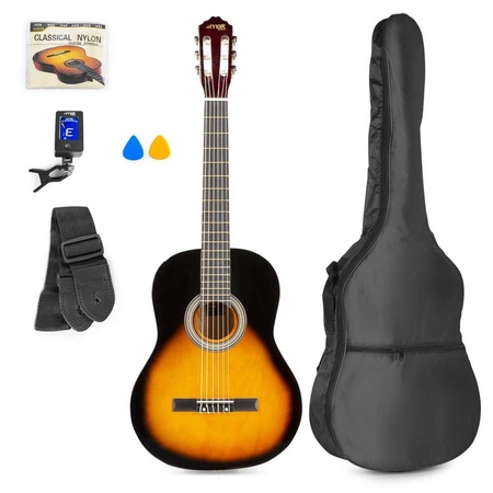 Zestaw: Gitara klasyczna 39'' SoloArt Max sunburst +statyw gitarowy +stojak na nuty +akcesoria