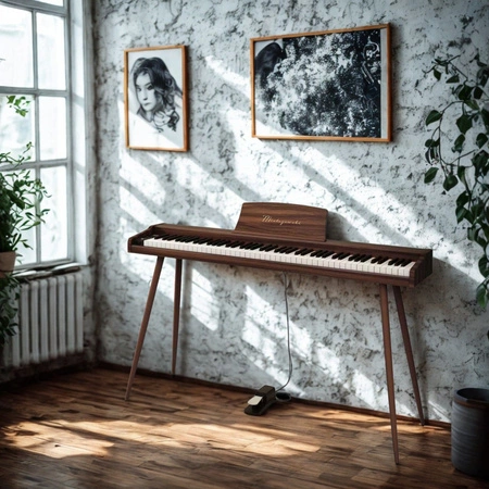 Pianino cyfrowe 88 klawiszy z nogami VIRELAI brązowe Mielczewski