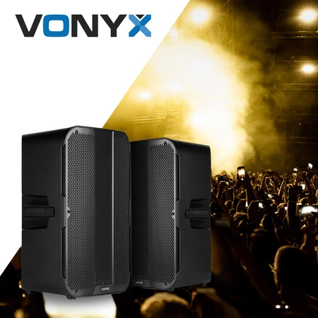 Zestaw kolumn aktywnych Vonyx VD715A z Bluetooth i bezprzewodowym parowaniem stereo - Bi-amp - 15 cali - 1800W