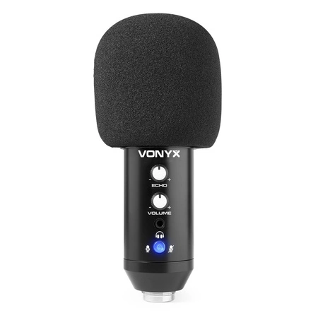 Mikrofon studyjny USB Vonyx CM320B ze statywem stołowym - czarny