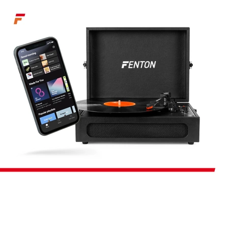 Gramofon w walizce RP118B Fenton wejście/wyjście BT czarny