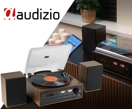 Gramofon retro Boston CD USB radio DAB głośniki Audizio