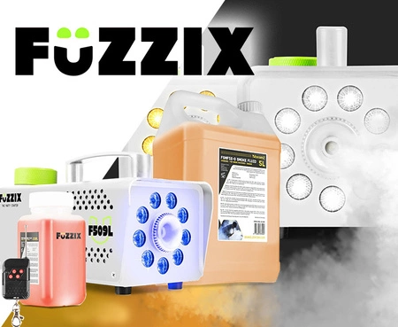 Zestaw: Wytwornica dymu LED 500W F509LW biała Fuzzix+ płyn do dymu 250ml gratis+ płyn do dymu 5l