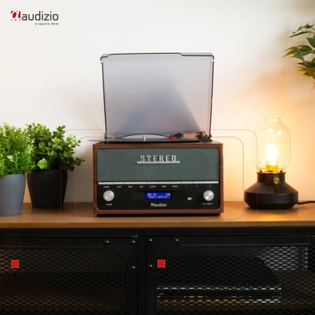 Gramofon retro Frisco Audizio z radiem DAB brązowy