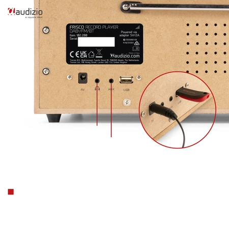 Gramofon retro Frisco Audizio z radiem DAB brązowy