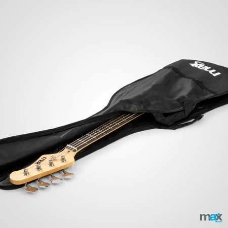 Zestaw: Gitara elektryczna basowa czarna GigKit wzmacniacz akcesoria