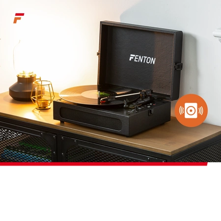 Gramofon w walizce RP118B Fenton wejście/wyjście BT czarny