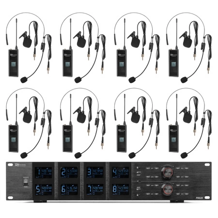 Zestaw mikrofonów bezprzewodowych UHF PD528B 8x bodypack Power Dynamics
