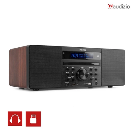 System muzyczny PRATO ALL-IN-ONE USB CD / DAB+ brązowy Audizio