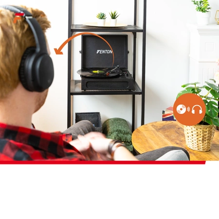 Gramofon w walizce RP118B Fenton wejście/wyjście BT czarny