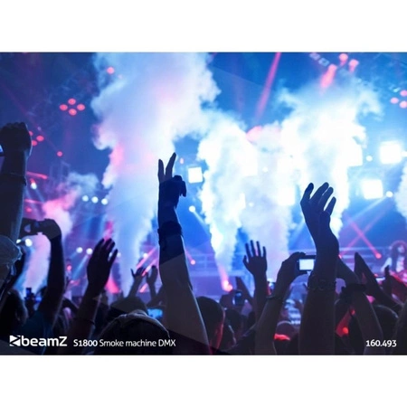 Zestaw: Wytwornica dymu pionowego DMX 1800W S1800+ płyn do dymu 5l Beamz