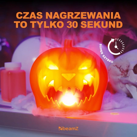 Zestaw Imprezowy: Maszyna do dymu LED z głową dyni na imprezy tematyczne + płyn do dymu 5l