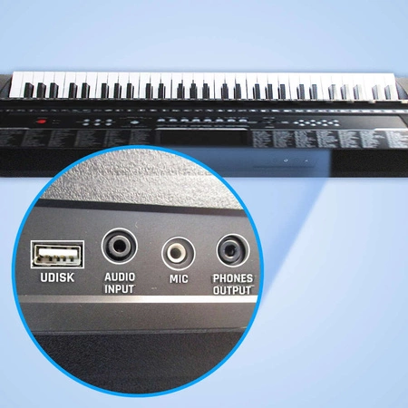 Zestaw: Keyboard 61 klawiszy bateryjno-sieciowy+ podwójny statyw pod keyboard