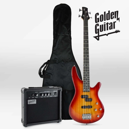 Gitara basowa kompletny zestaw Wiśnia Golden Guitar PBGB-50 Wiśnia