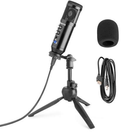 Mikrofon studyjny USB Vonyx CM320B ze statywem stołowym - czarny