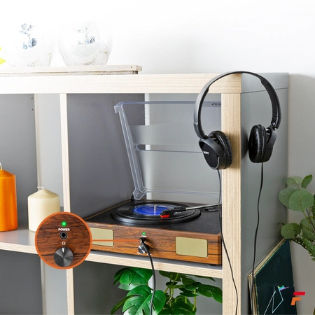 Gramofon RP106W Fenton głośniki USB brązowy