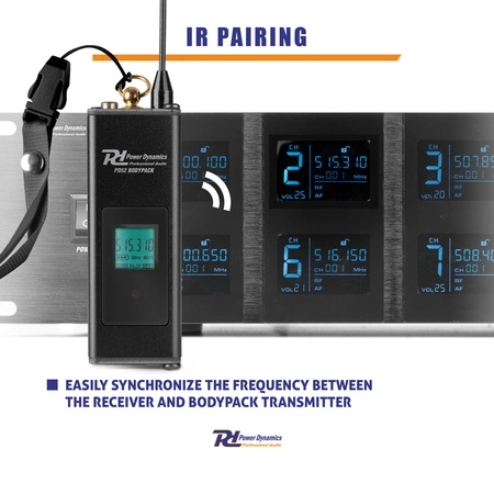 Zestaw mikrofonów bezprzewodowych UHF PD528B 8x bodypack Power Dynamics