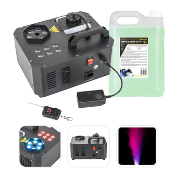 Zestaw: Wytwornica dymu pionowego LED 1000W SPRAY-COLOR-1000+ płyn do dymu 5L