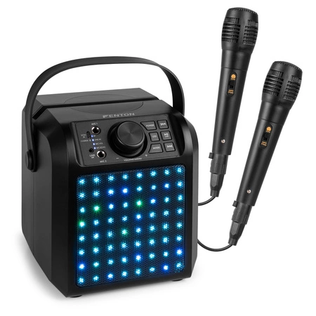 Głośnik Karaoke LED 2x mikrofon KAR50B Fenton Czarny