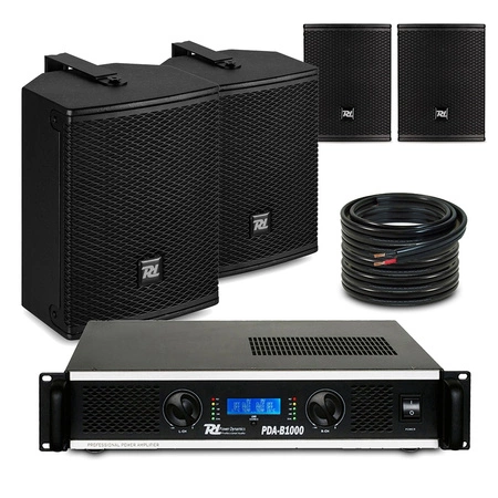 Zestaw 4 głośników ściennych PDW6B 6.5" do montażu w restauracji – kolor czarny