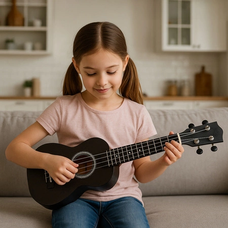 Zestaw: Ukulele sopranowe 21" HRF21 czarne+ akcesoria Golden Guitar