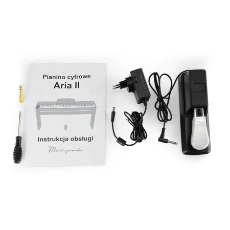 Pianino cyfrowe 88 dynamicznych klawiszy ze statywem ARIA II białe Mielczewski