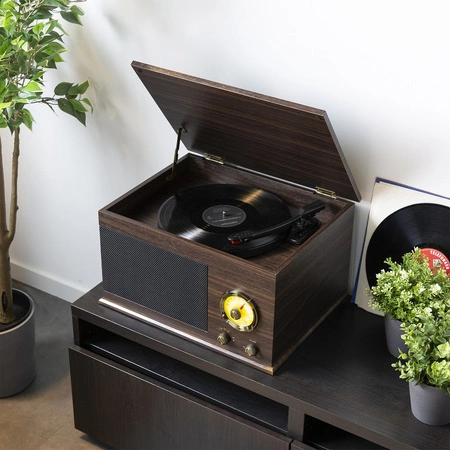 Gramofon RP173 Fenton Vintage USB BT FM brązowy+ winyl gratis