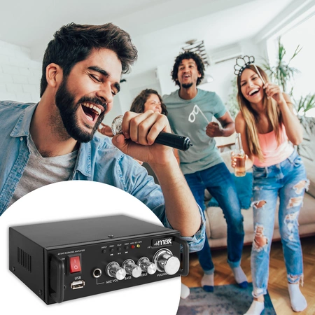 Wzmacniacz karaoke MAX AV340 z Bluetooth - 2x 50W