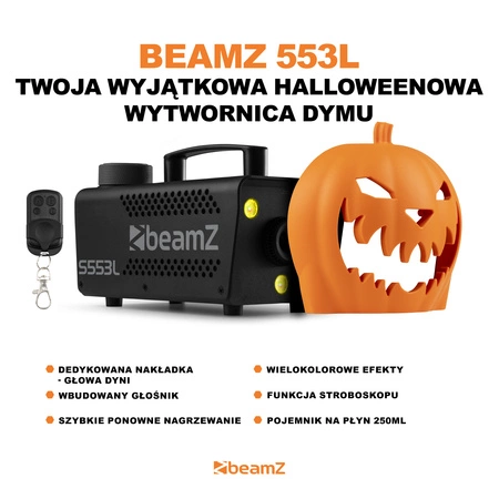 Zestaw Imprezowy: Wytwornica dymu LED z dyniową głową na imprezy tematyczne + płyn do dymu 1l