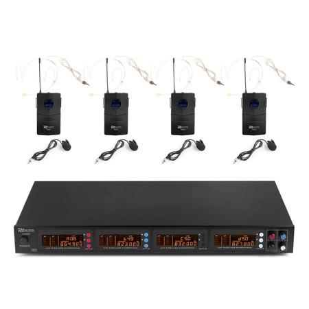 Zestaw białych głośników naściennych 16 x 6.5" BC65V z zestawem mikrofonów bezprzewodowych nagłownych