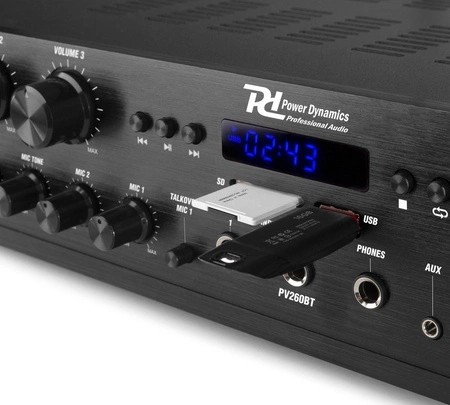 Wzmacniacz audio PV260BT 6 strefowy 600W BT USB SD FM pilot Power Dynamics