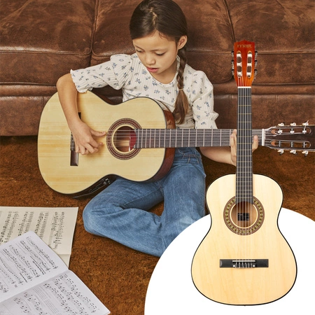 Gitara klasyczna 3/4 dla dziecka młodzieżowa SoloArt Max naturalna+ akcesoria
