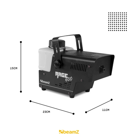 Zestaw: Wytwornica dymu 600W Rage600I+ płyn do dymu 5L ECO BeamZ