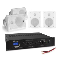Zestaw białych głośników naściennych 4 x 4" BC40V z wzmacniaczem