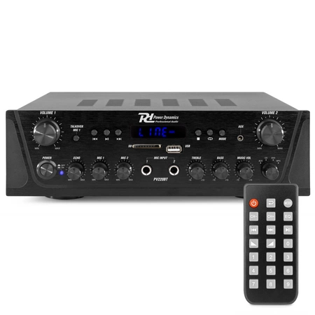 Wzmacniacz audio PV220BT 2 strefowy 100W USB SD BT FM LED pilot Power Dynamics