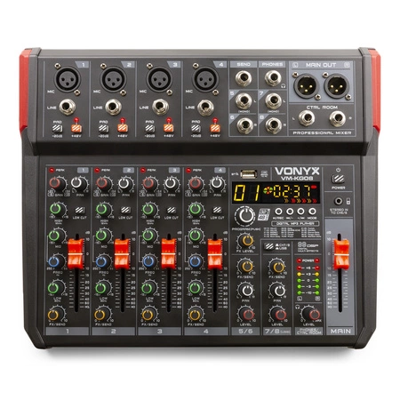 Mikser muzyczny 8-kanałowy REC BT DSP USB VM-KG08 Vonyx+ kabel CX68-3 2x XLR żeński-2x RCA męski 3.0m