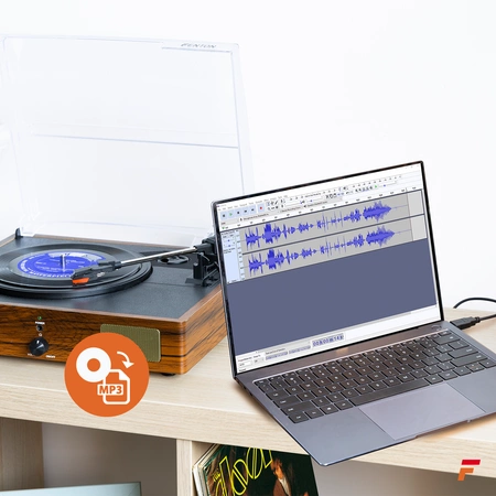 Gramofon RP106W Fenton głośniki USB brązowy