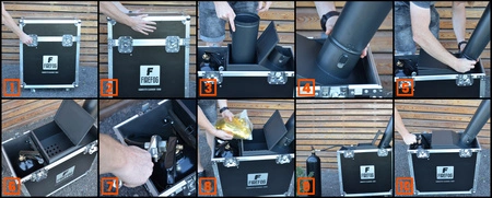 Zestaw: Działo wyrzutnia konfetti na CO2 CANNON 1000+ case Firefog+ konfetti srebrne 3x5kg