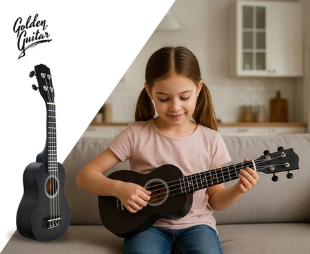 Ukulele sopranowe 21" HRF21 czarne struny Aquila Golden Guitar