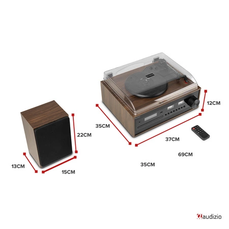 Gramofon retro Boston CD USB radio DAB głośniki Audizio