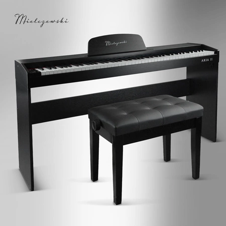 Zestaw: Pianino cyfrowe 88 klawiszy ze statywem Aria II Mielczewski+ regulowane siedzisko/ławka