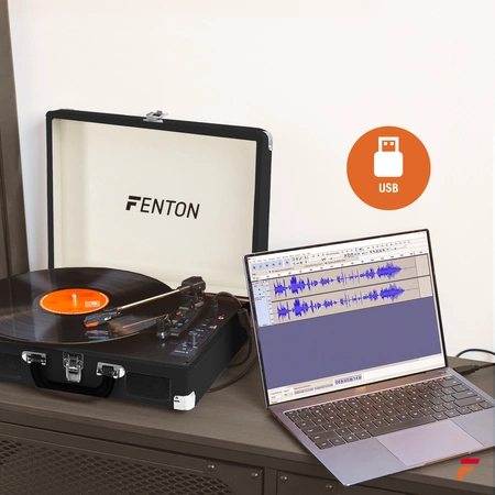 Gramofon w walizce RP115C Fenton grafitowy