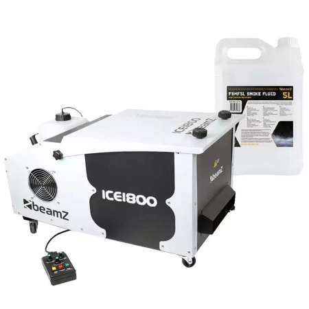 Zestaw: Wytwornica dymu ciężkiego DMX ICE1800+ płyn do dymu 5l Beamz