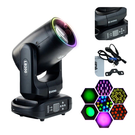 Zestaw: 4x Głowa ruchoma LB200 Beam 200W LED Lucendi+ dedykowane case