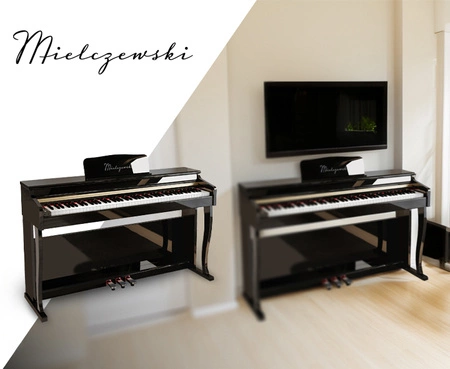 Pianino cyfrowe PRELUDE ważone z mechanizmem młoteczkowym czarne połysk Mielczewski