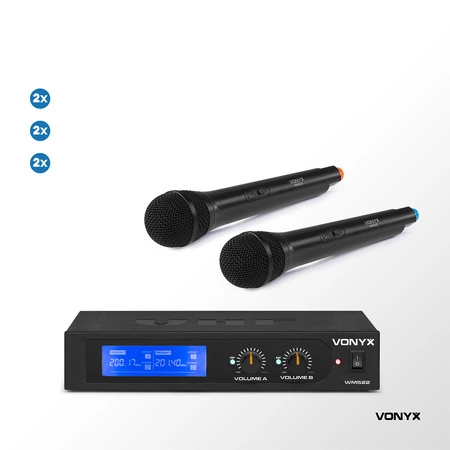 Zestaw mikrofonów doręcznych VHF Vonyx WM522