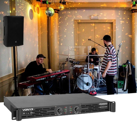 Wzmacniacz 2 x 250W VDA500 PA 1U