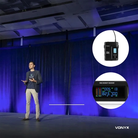 Zestaw mikrofonowy nagłowny 2x 80-kanałowy UHF PD220B Power dynamics