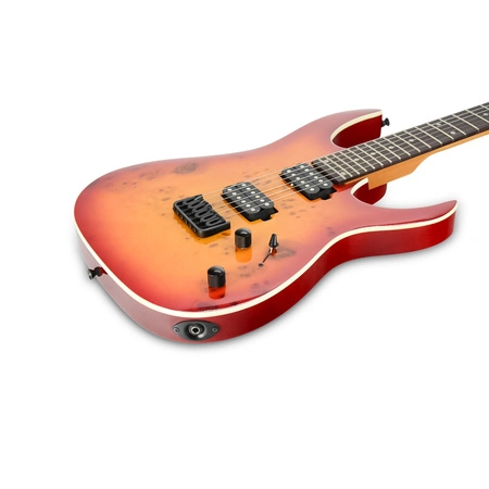 Gitara elektryczna superstrat Strat3 -zestaw z futerałem Golden Guitar wiśnia