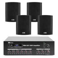 Zestaw odpornych na warunki pogodowe głośników 4 x 5.25" BC50V czarnych z wzmacniaczem bluetooth